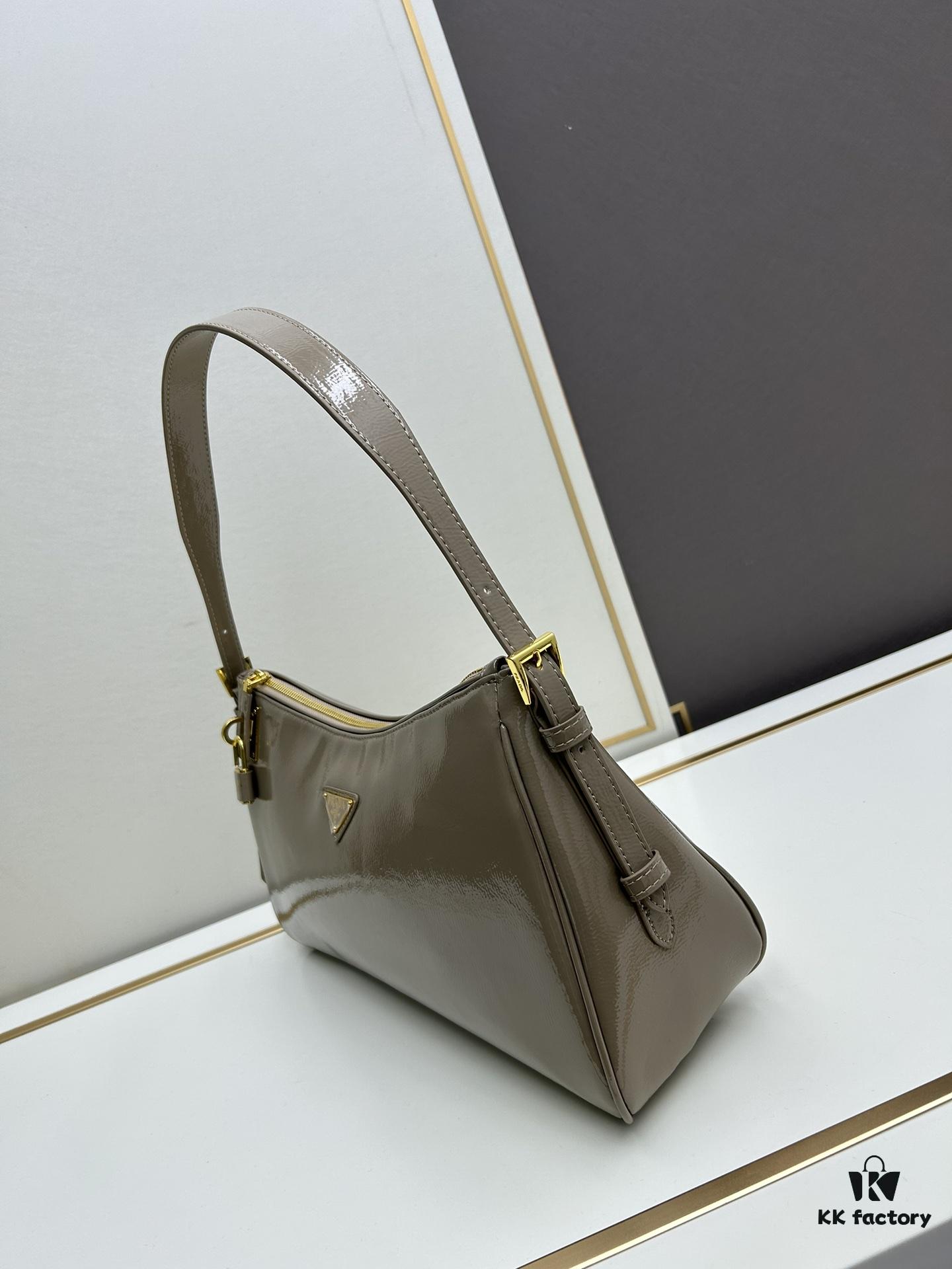 PRADA New Arrival Genuine Leather Shoulder Bag - Full Grain Wrinkled Lacquer Calfskin & Suede Collection