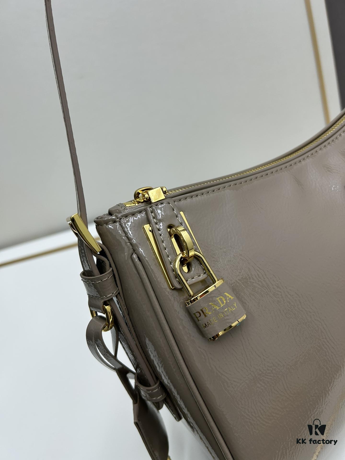 PRADA New Arrival Genuine Leather Shoulder Bag - Full Grain Wrinkled Lacquer Calfskin & Suede Collection