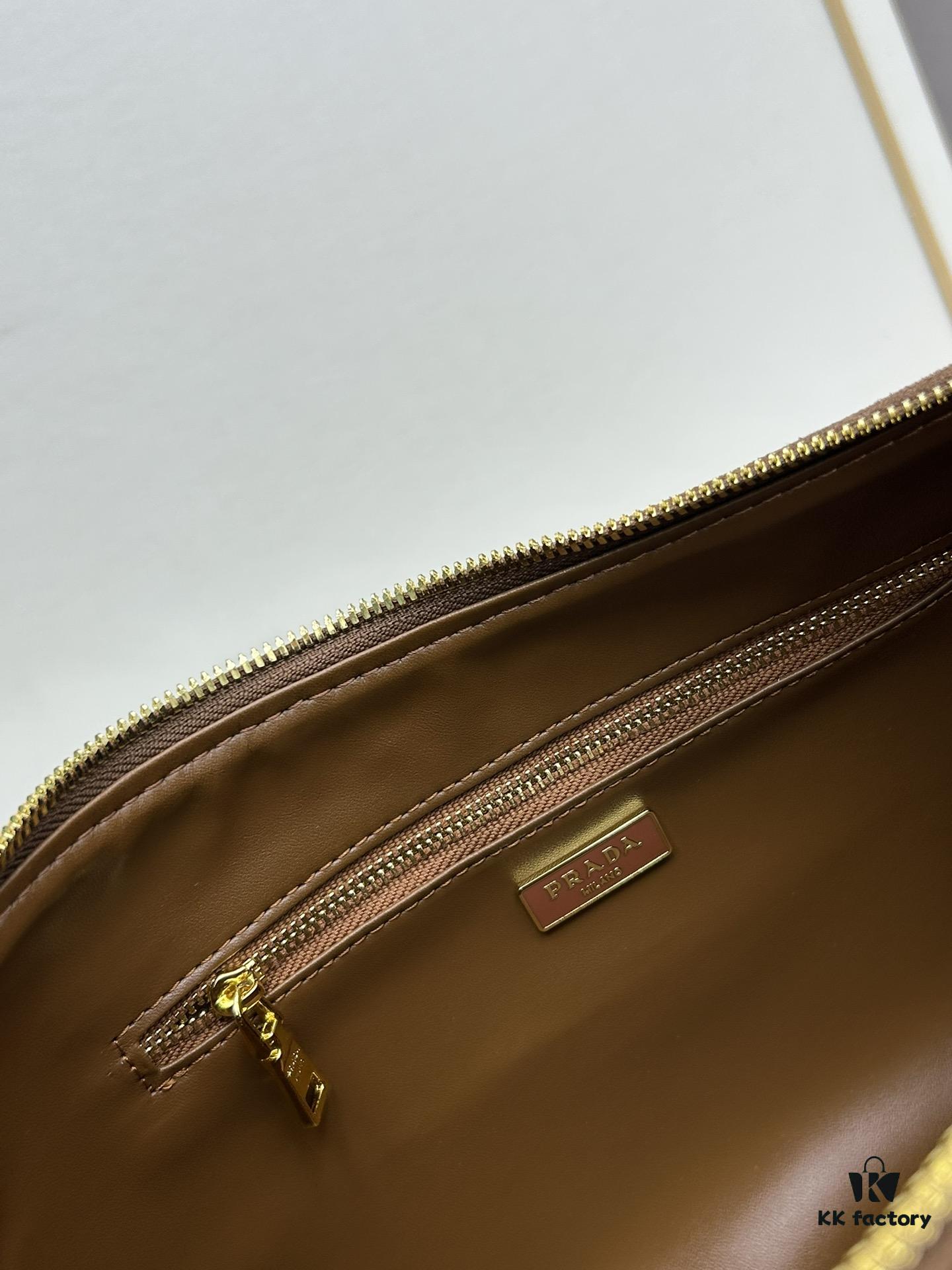 PRADA New Arrival Genuine Leather Shoulder Bag - Full Top Grain Wrinkled Lacquer Cowhide & Suede Closure Bag