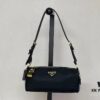 PRADA New Arrival Original Quality Full-Grain Crinkled Calfskin & Suede Lock Bag with Gold-Tone Hardware