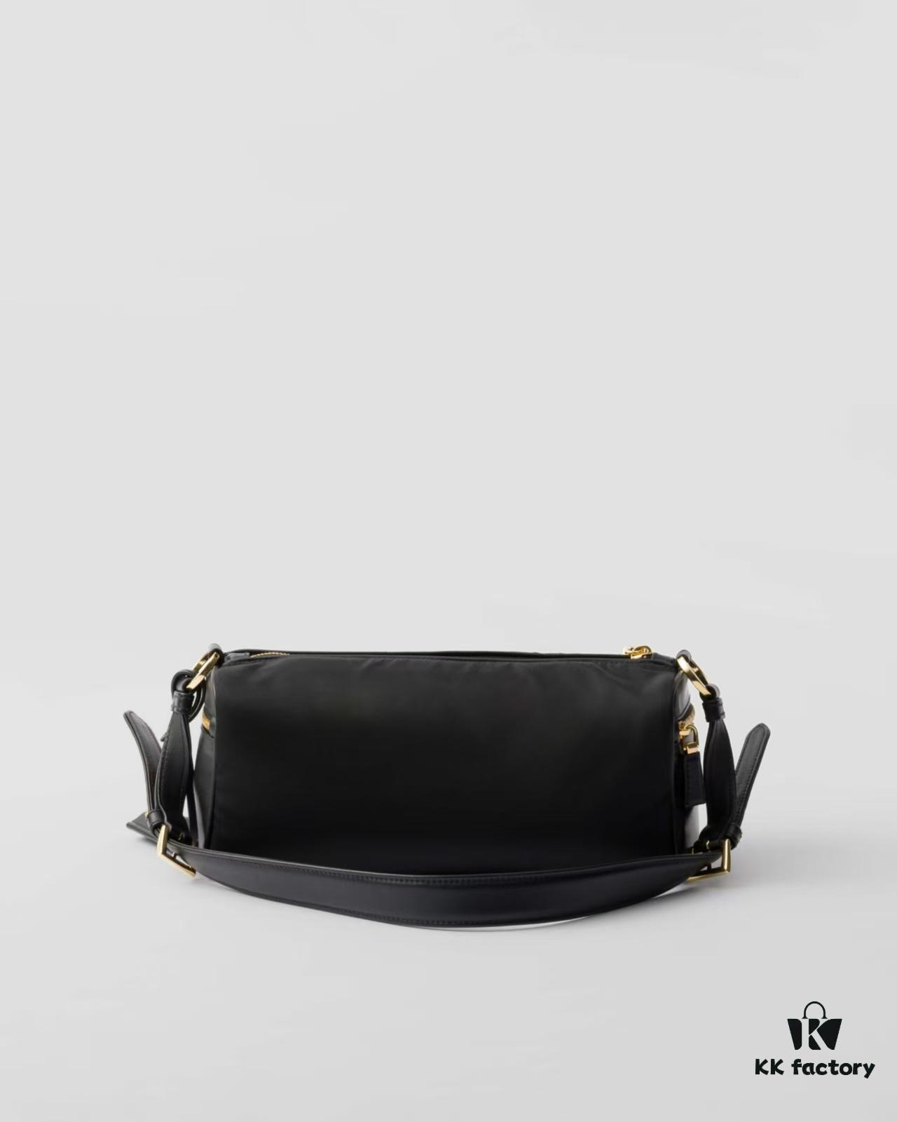 PRADA New Arrival Original Quality Full-Grain Crinkled Calfskin & Suede Lock Bag with Gold-Tone Hardware