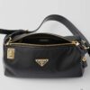 PRADA New Arrival Original Quality Full-Grain Crinkled Calfskin & Suede Lock Bag with Gold-Tone Hardware
