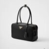 Nylon with Leather Trim, Full Leather PRADA Counter New Arrival Original Quality Matching Store Hardware Re-Nylon Nylon and Top Grain Calfskin Lock Bag