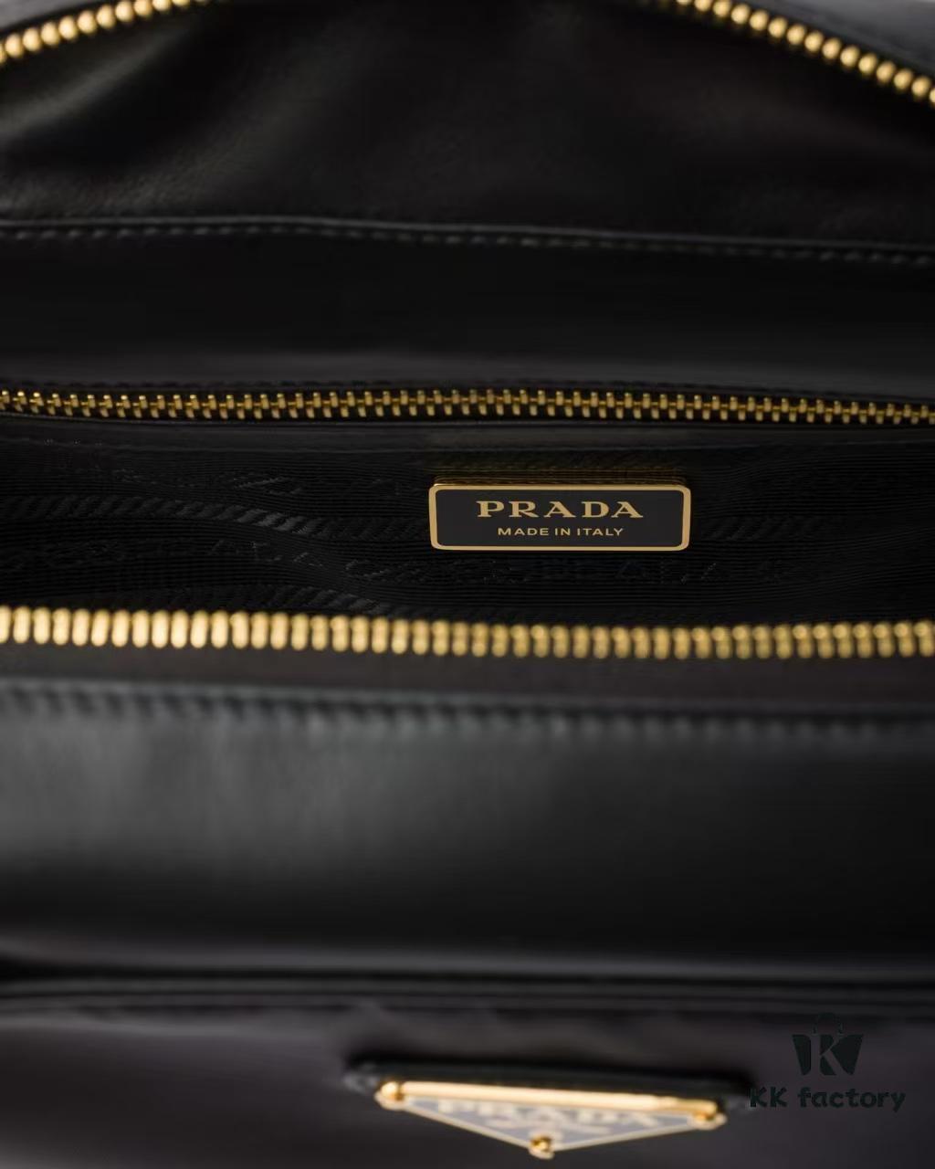 Nylon with Leather Trim, Full Leather PRADA Counter New Arrival Original Quality Matching Store Hardware Re-Nylon Nylon and Top Grain Calfskin Lock Bag