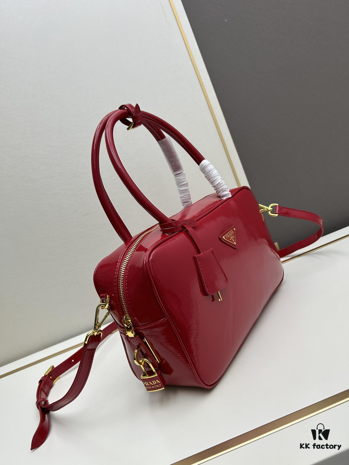 Nylon with Leather Trim, Full Leather 🎉PRADA Counter New Arrival🎉 [Original Order Quality + Matching Cabinet Hardware] Nylon and Top-Grain Calfskin Lock Bag