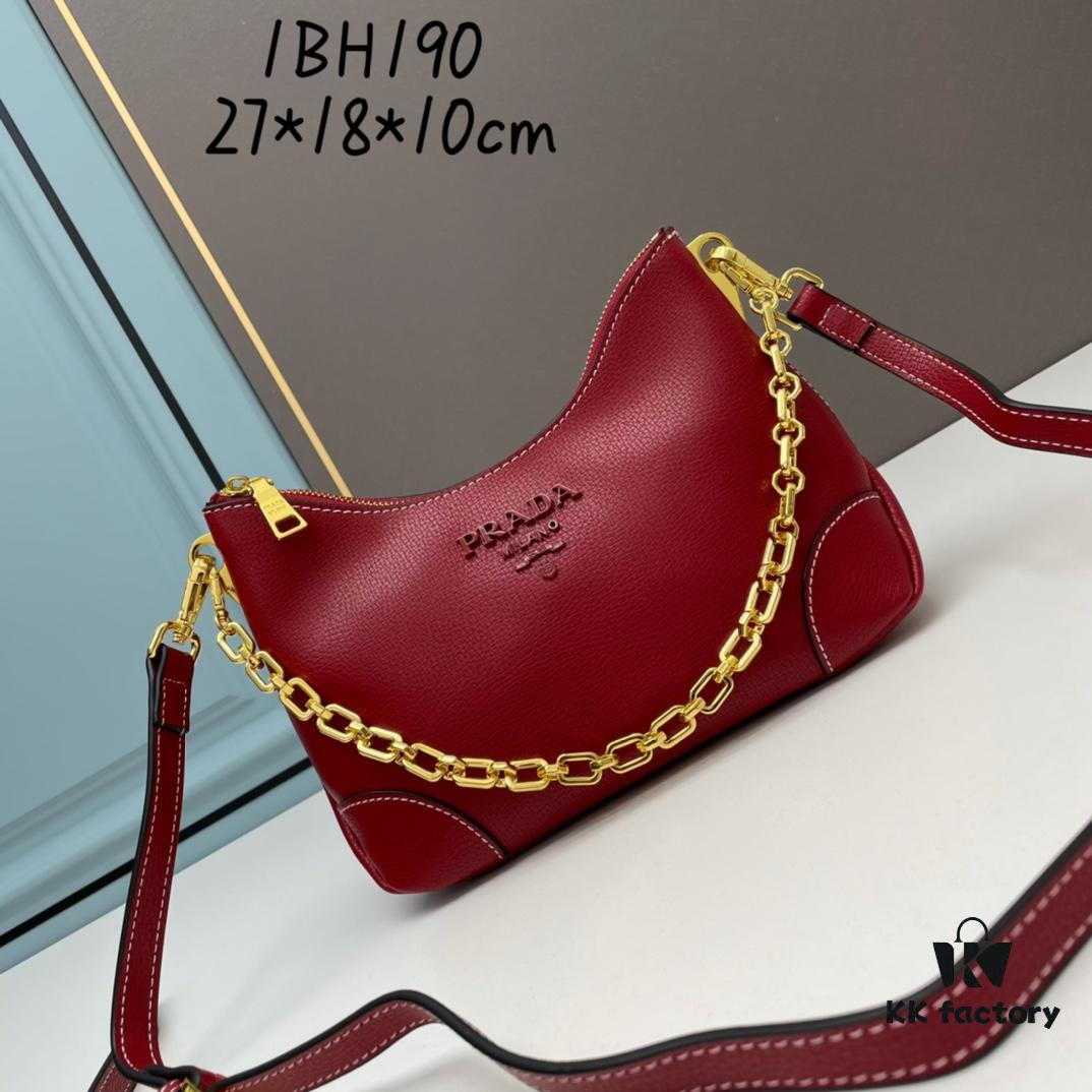 PRADA Bestseller Horn Bag (Leather Shoulder Strap + Chain Crossbody) - Vintage Meets Modern Fashion