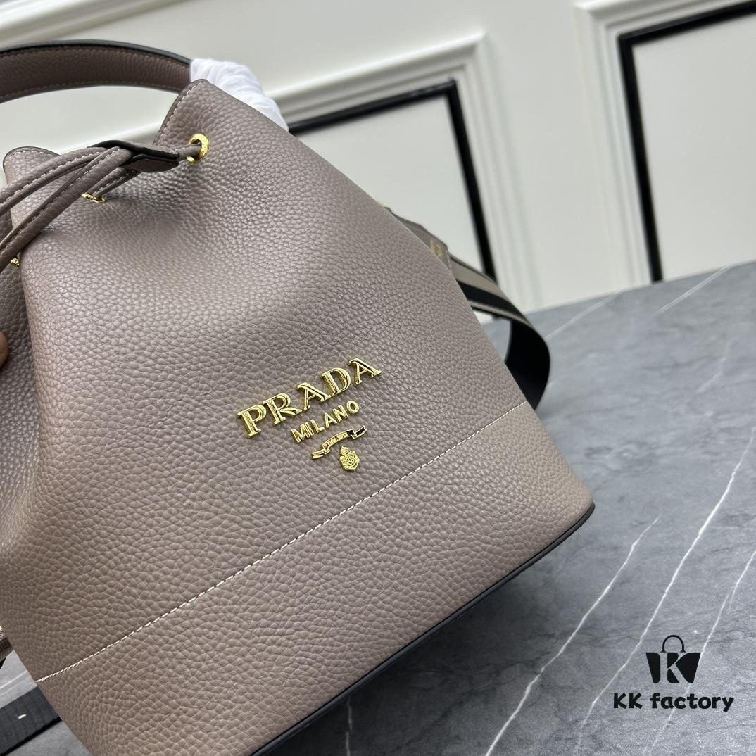 Prada New Arrival, Calfskin with Lychee Texture, Dual Strap Design, Stylish and Practical