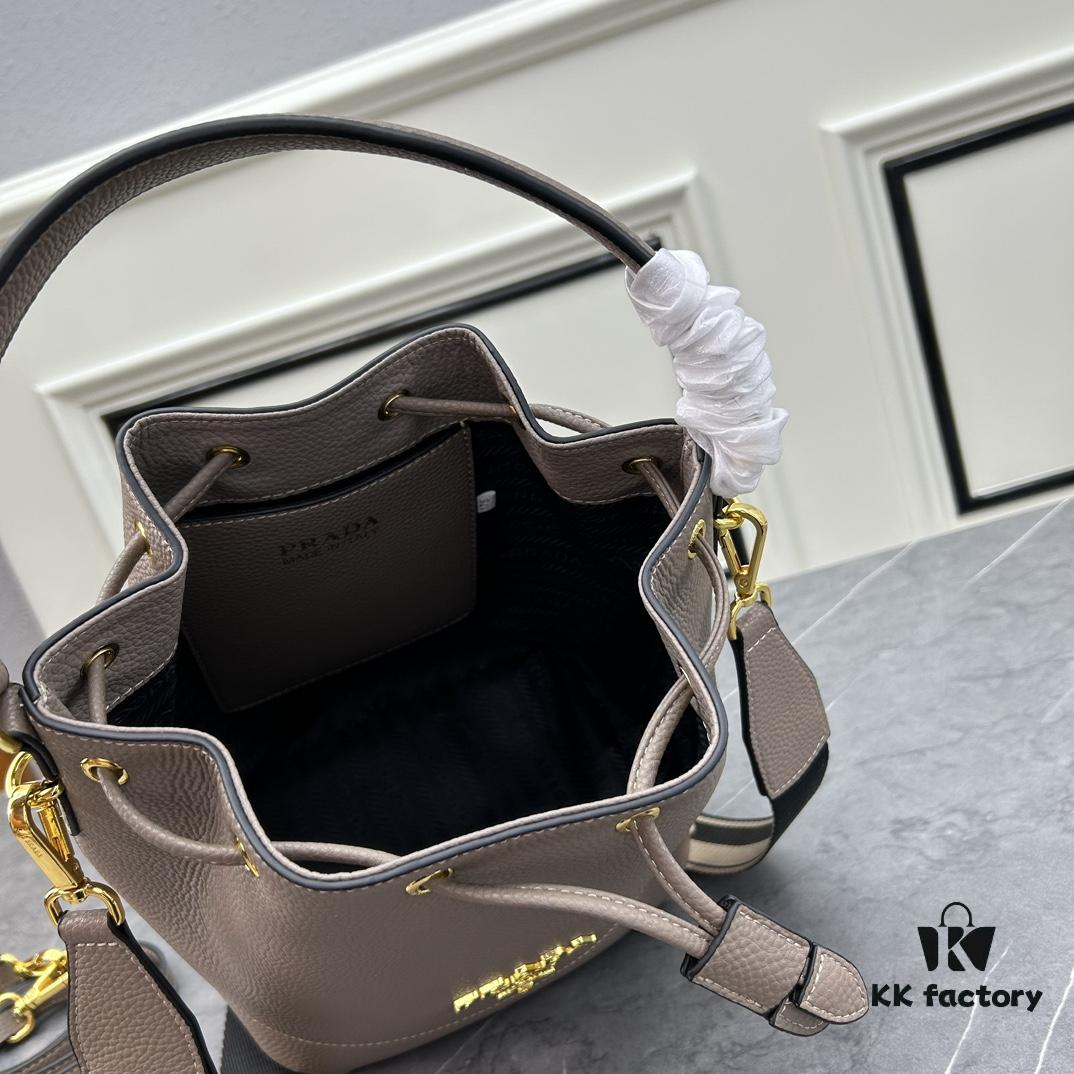 Prada New Arrival, Calfskin with Lychee Texture, Dual Strap Design, Stylish and Practical