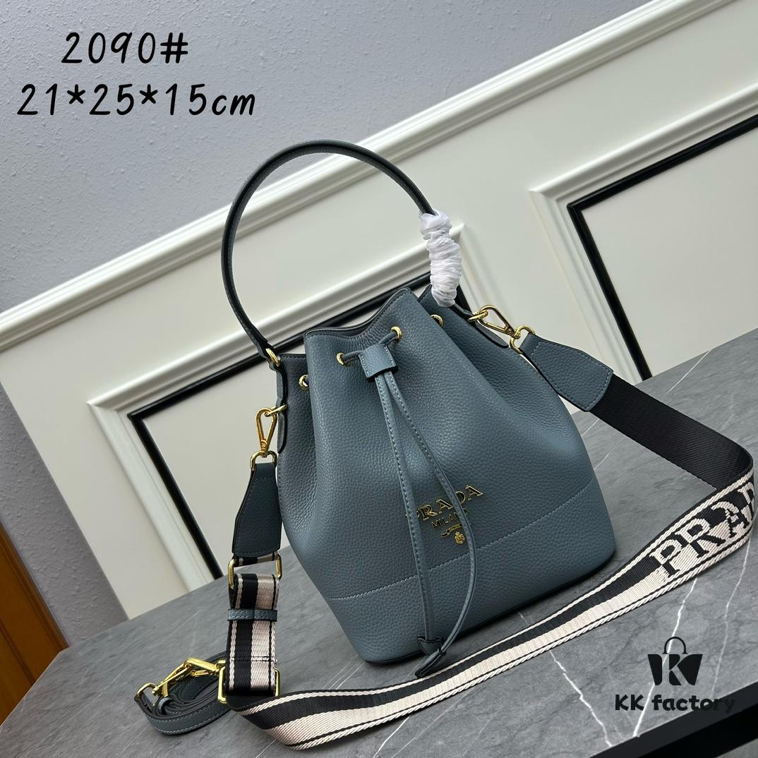 Prada Newest Arrival, Calfskin with Lychee Texture, Dual Strap Design, Stylish and Practical