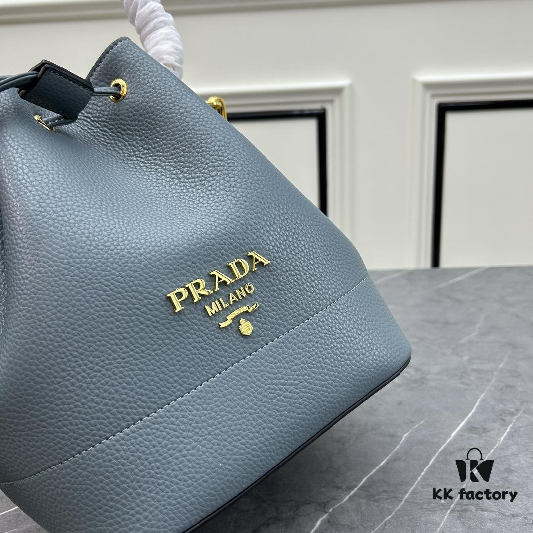 Prada Newest Arrival, Calfskin with Lychee Texture, Dual Strap Design, Stylish and Practical