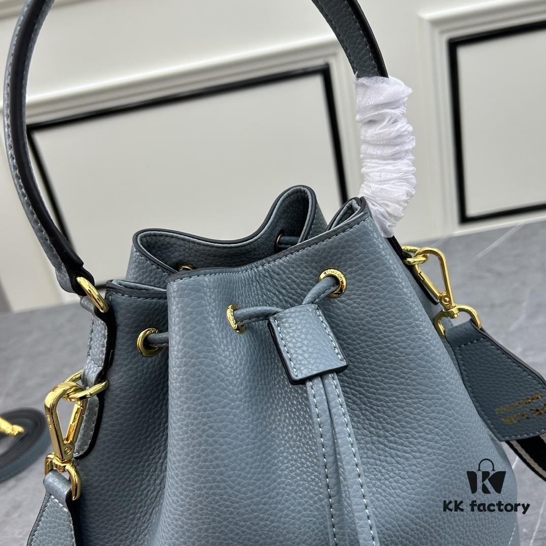 Prada Newest Arrival, Calfskin with Lychee Texture, Dual Strap Design, Stylish and Practical