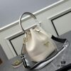 Prada New Arrival, Calfskin with Pebbled Texture, Dual Strap Design with Leather and Colorful Woven Strap, Stylish and Versatile Top Handle or Crossbody Bag