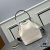 Prada New Arrival, Calfskin with Pebbled Texture, Dual Strap Design with Leather and Colorful Woven Strap, Stylish and Versatile Top Handle or Crossbody Bag