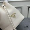 Prada New Arrival, Calfskin with Pebbled Texture, Dual Strap Design with Leather and Colorful Woven Strap, Stylish and Versatile Top Handle or Crossbody Bag