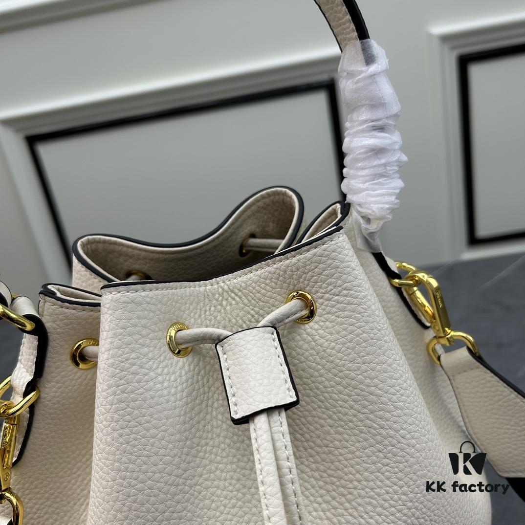 Prada New Arrival, Calfskin with Pebbled Texture, Dual Strap Design with Leather and Colorful Woven Strap, Stylish and Versatile Top Handle or Crossbody Bag