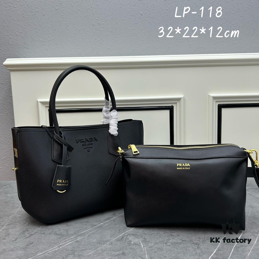 PRADA Mother-Child Bag - Latest Bestseller, Made from Imported Saffiano Leather, Double Leather Top Handles, Detachable and Adjustable Wide Leather Shoulder Strap, Two Exterior Zip Pockets, Classic Galleria Tote Design