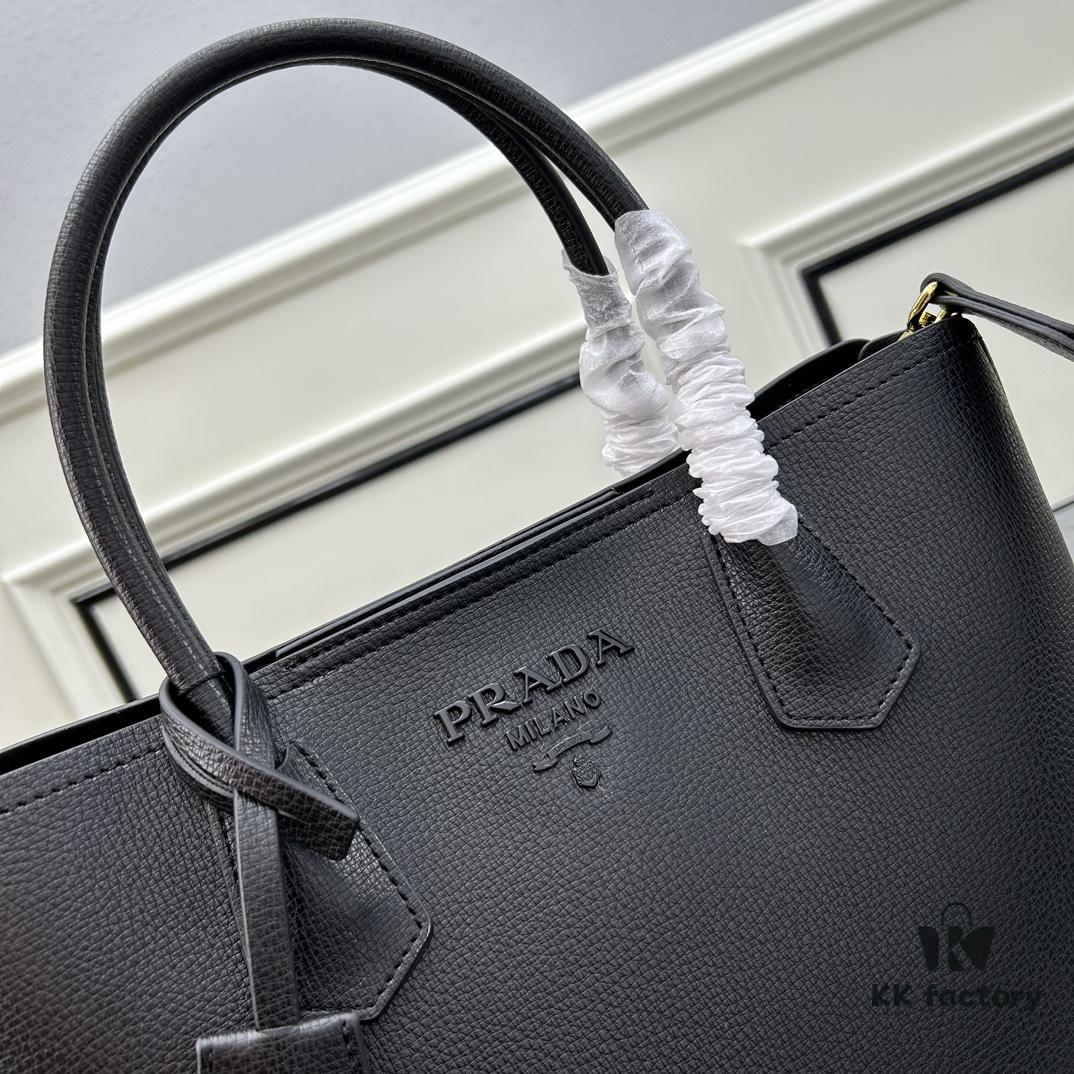 PRADA Mother-Child Bag - Latest Bestseller, Made from Imported Saffiano Leather, Double Leather Top Handles, Detachable and Adjustable Wide Leather Shoulder Strap, Two Exterior Zip Pockets, Classic Galleria Tote Design