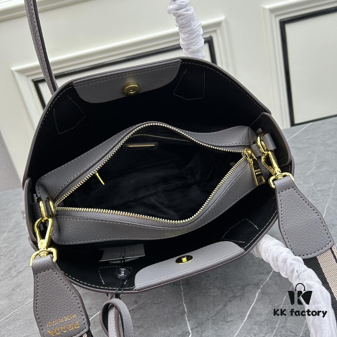 PRADA Mother-Child Bag - Latest Bestseller, Made from Imported Saffiano Leather, Double Leather Top Handles, Detachable and Adjustable Wide Leather Shoulder Strap, Two Exterior Zip Pockets, Classic Galleria Design