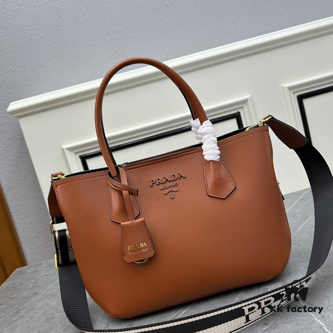 PRADA Mother-Child Bag - Latest Bestseller, Made from Imported Saffiano Leather, Double Leather Top Handles, Detachable and Adjustable Wide Leather Shoulder Strap, Two Exterior Zip Pockets, Classic Galleria Design