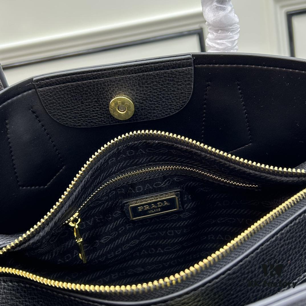 PRADA Mother-Child Bag - Latest Bestseller, Made from Imported Saffiano Leather, Double Leather Top Handles, Detachable and Adjustable Wide Leather Shoulder Strap, Two Exterior Zip Pockets, Classic Galleria Tote Design
