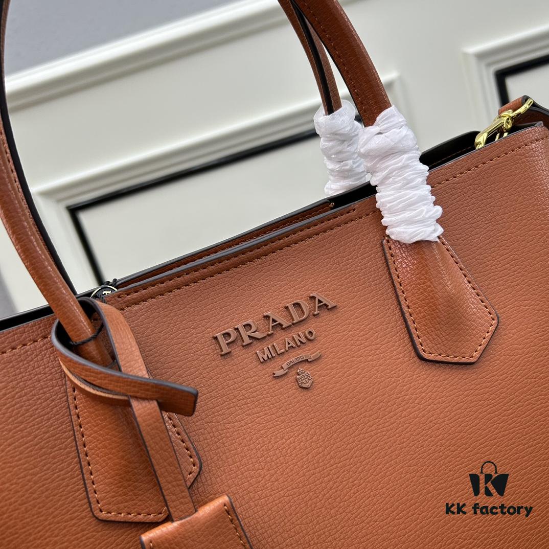 PRADA Mother-Child Bag - Latest Bestseller, Made from Imported Saffiano Leather, Double Leather Top Handles, Detachable and Adjustable Wide Leather Shoulder Strap, Two Exterior Zip Pockets, Classic Galleria Design
