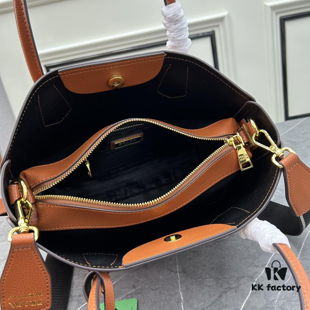 PRADA Mother-Child Bag - Latest Bestseller, Made from Imported Saffiano Leather, Double Leather Top Handles, Detachable and Adjustable Wide Leather Shoulder Strap, Two Exterior Zip Pockets, Classic Galleria Design