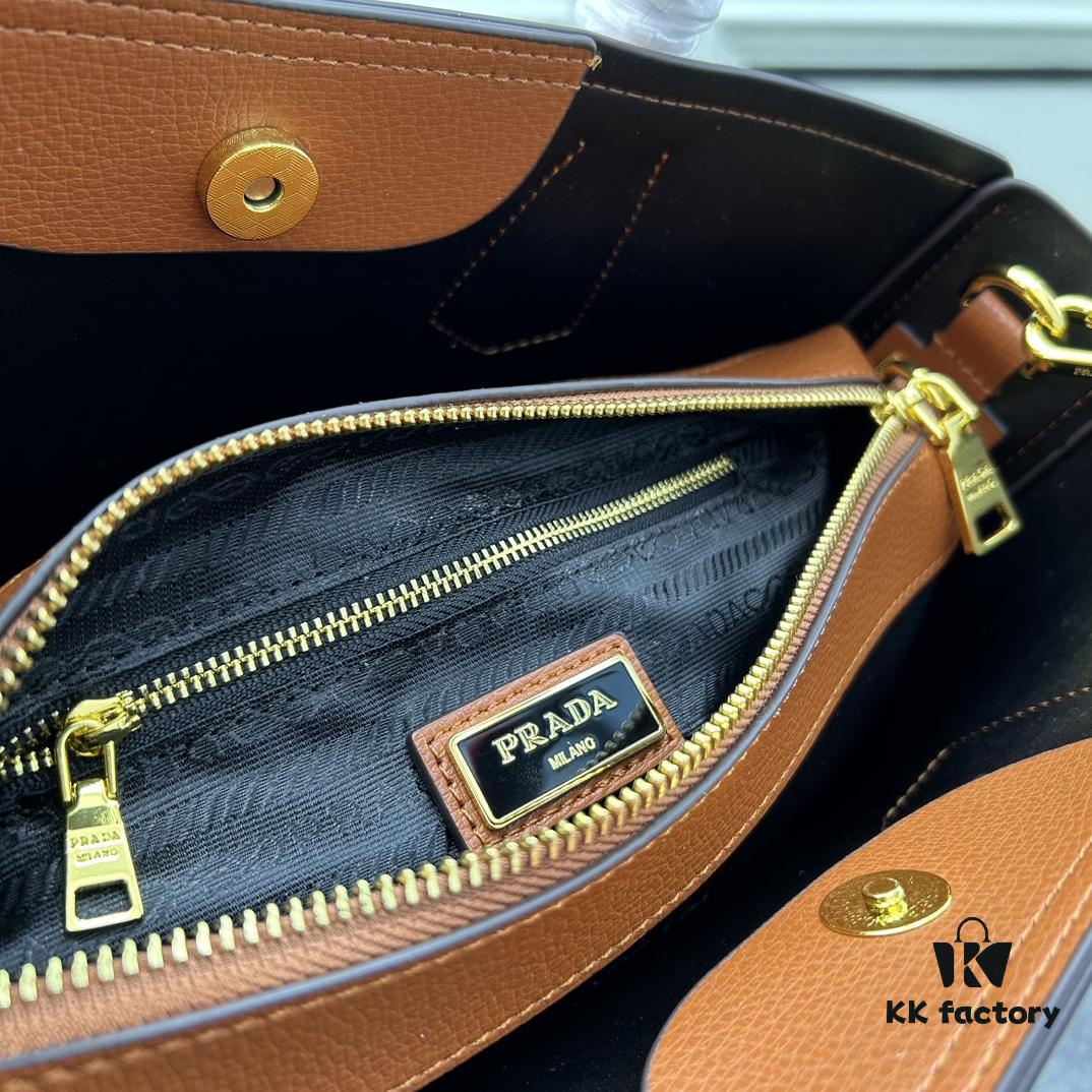 PRADA Mother-Child Bag - Latest Bestseller, Made from Imported Saffiano Leather, Double Leather Top Handles, Detachable and Adjustable Wide Leather Shoulder Strap, Two Exterior Zip Pockets, Classic Galleria Design
