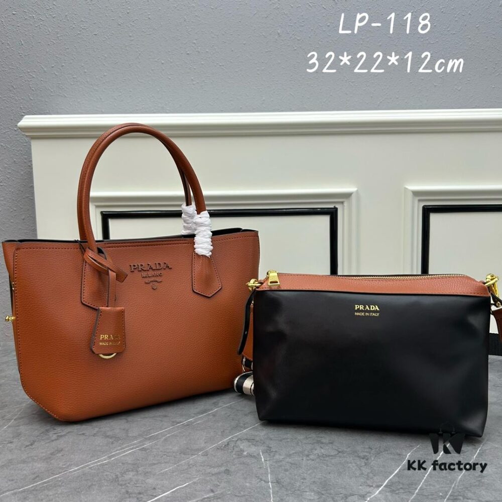 PRADA Mother-Child Bag - Latest Bestseller, Made from Imported Saffiano Leather, Double Leather Top Handles, Detachable and Adjustable Wide Leather Shoulder Strap, Two Exterior Zip Pockets, Classic Galleria Design