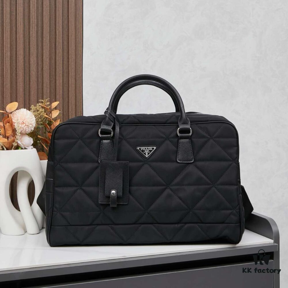 Prada New Re-Nylon Travel Bag for Men and Women – Quilted Recycled Nylon with Iconic Design