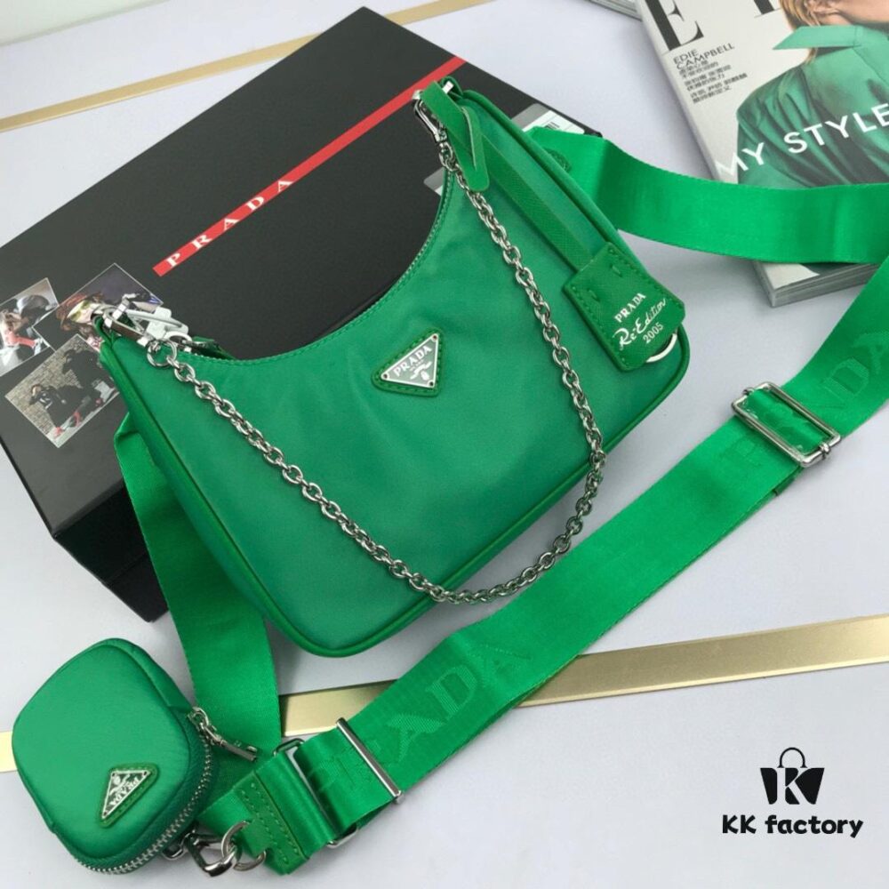 Top Quality Replica Prada New Nylon Hobo Bag with Box - 1BH204, Multiway Chain Handle, Stylish and Versatile