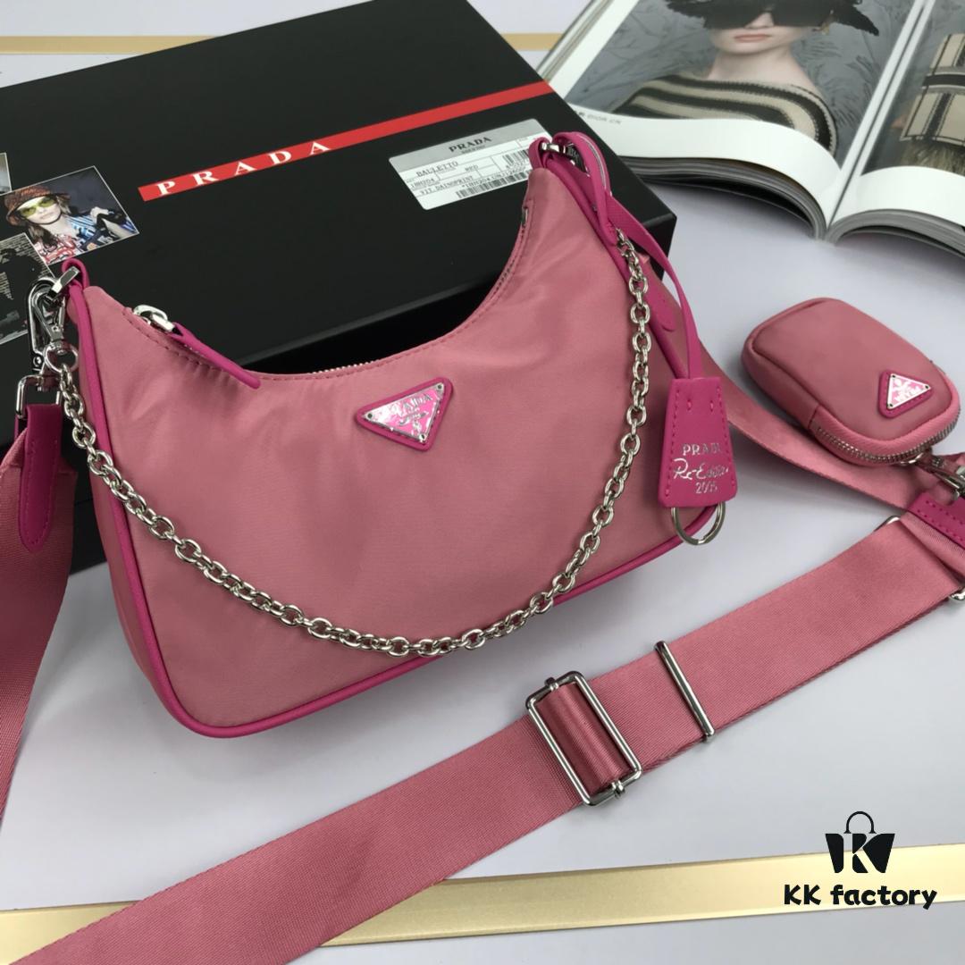 Top Quality Replica Prada New Nylon Hobo Bag with Box 🎉 1BH204 Chain Handle Crossbody / Shoulder / Waist Bag