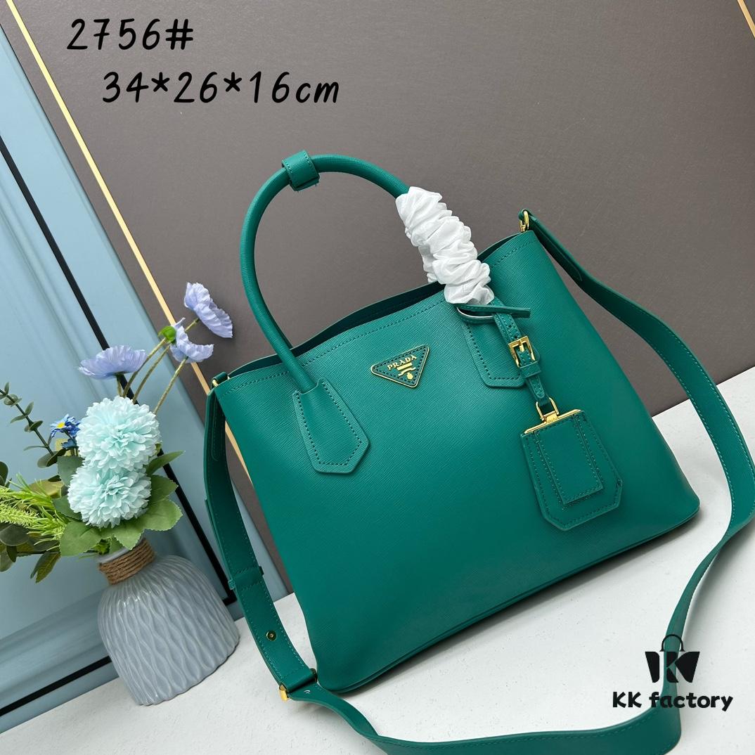 PRADA 2756# Original Full-Grain Crosshatch Calfskin - Exquisite Craftsmanship, Smooth Edges, Soft and Durable