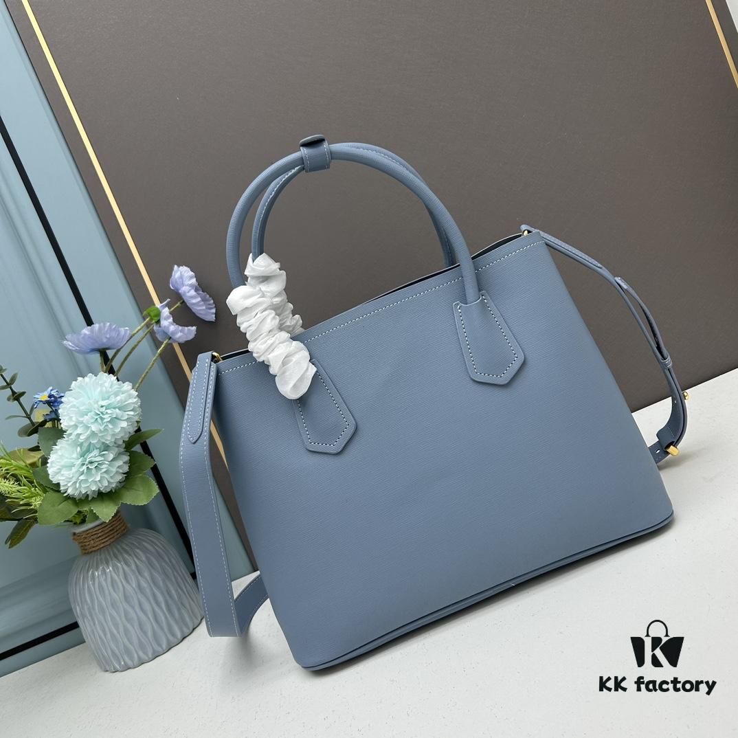 PRADA 2756# Original Full-Grain Crosshatch Calfskin - Classic Shopping Tote Bag 34*26*16cm