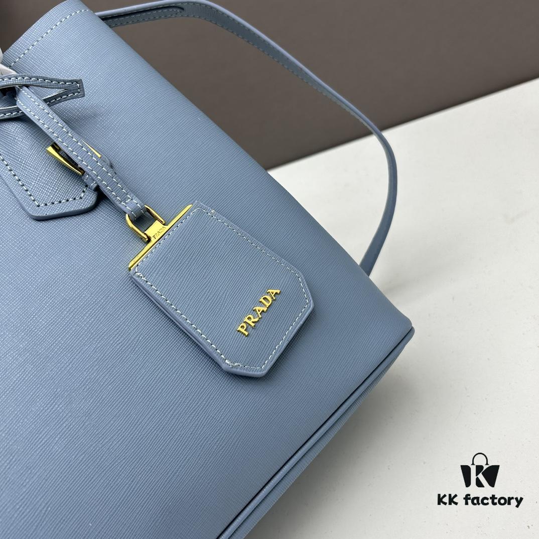 PRADA 2756# Original Full-Grain Crosshatch Calfskin - Classic Shopping Tote Bag 34*26*16cm