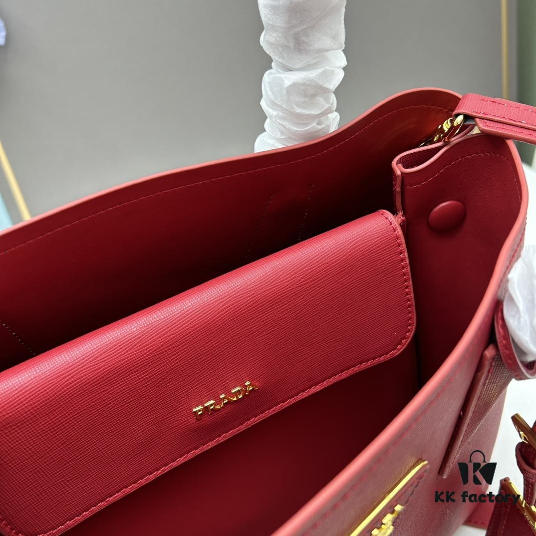 PRADA 2756# Original Full-Grain Crosshatch Calfskin - Classic Shopping Tote 34*26*16cm