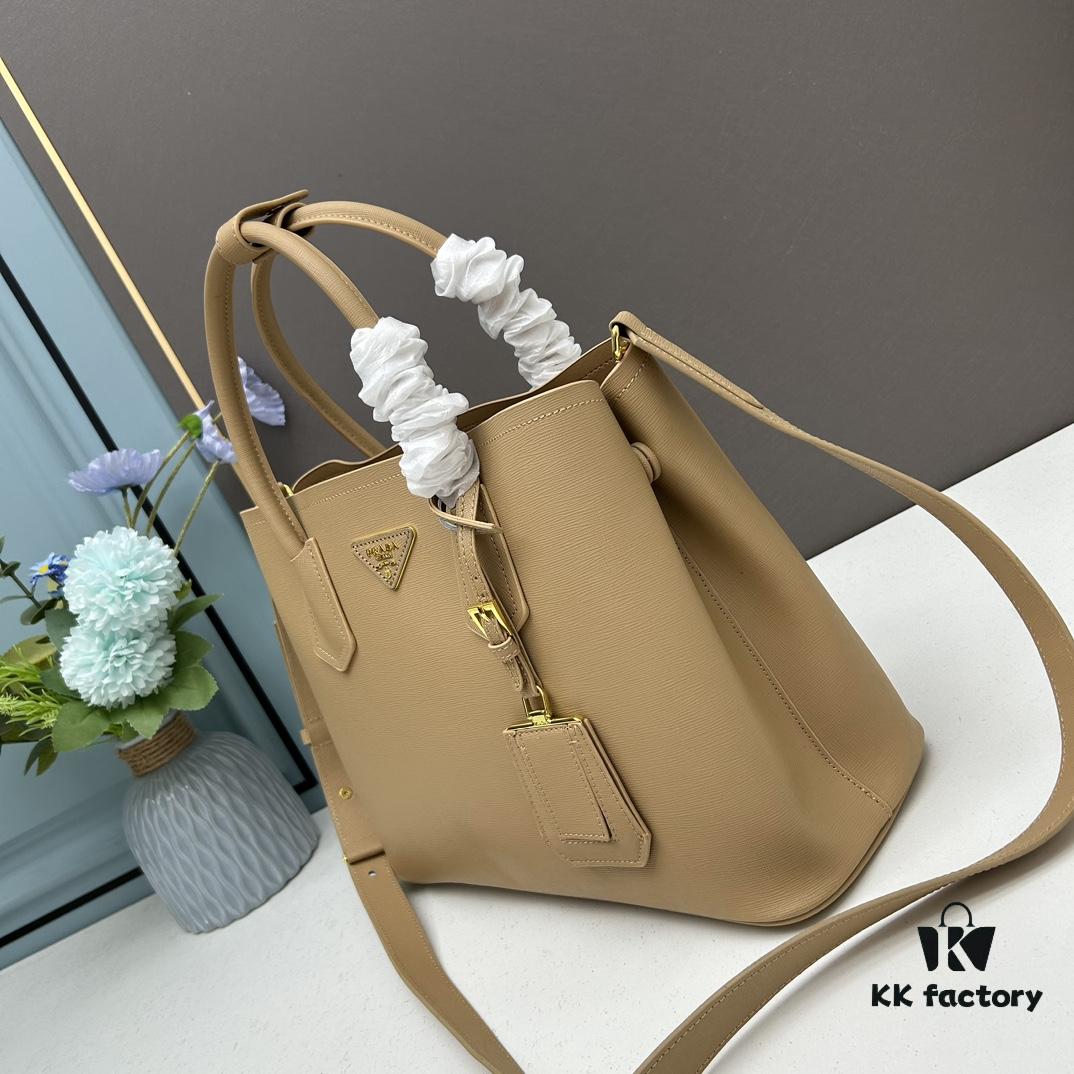 PRADA 2756# Original Full-Grain Crosshatch Calfskin - Exquisite Craftsmanship, Smooth Edges, Soft and Durable