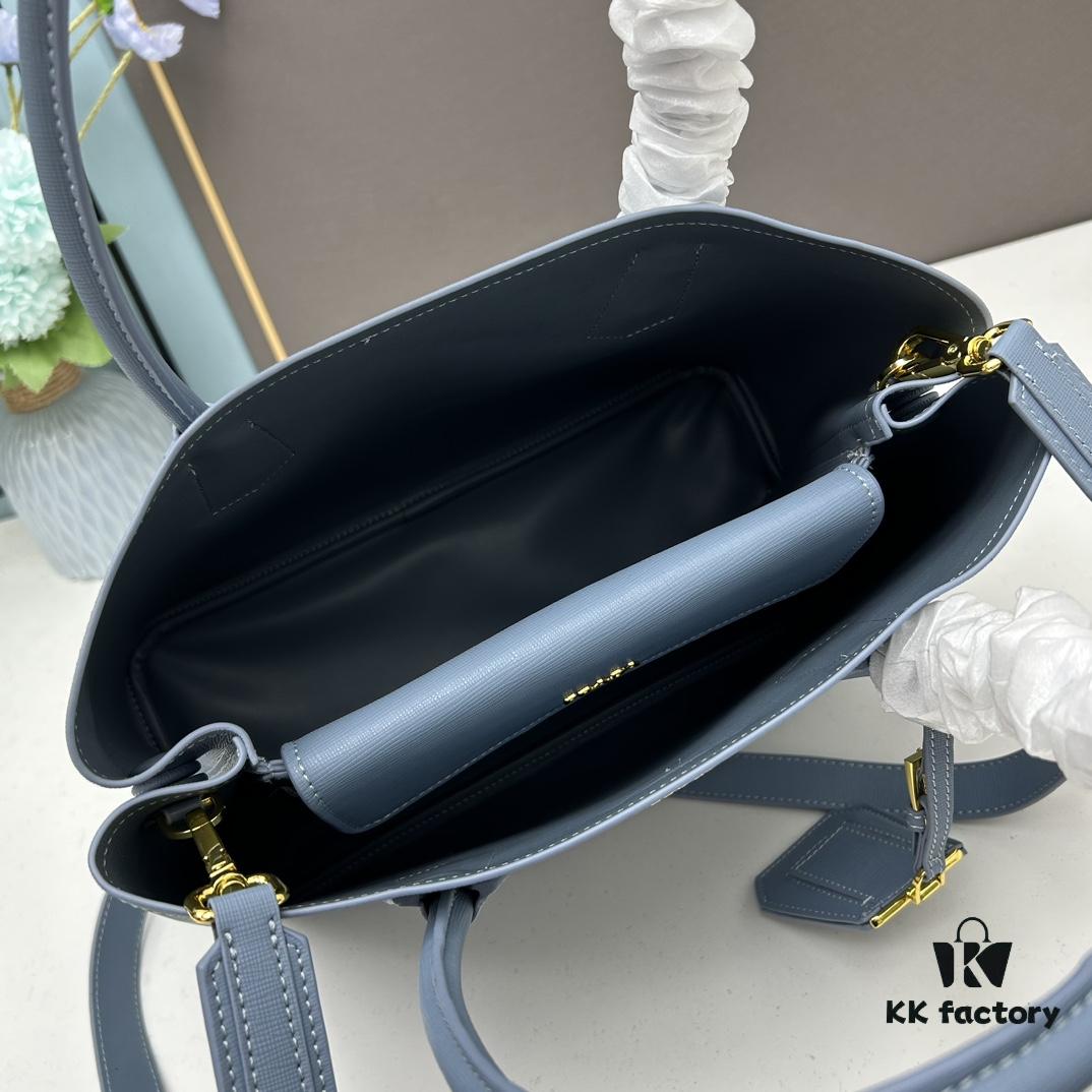 PRADA 2756# Original Full-Grain Crosshatch Calfskin - Classic Shopping Tote Bag 34*26*16cm