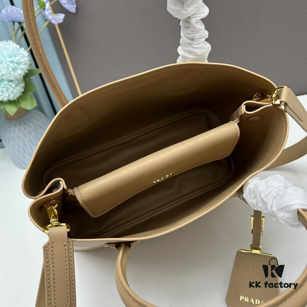 PRADA 2756# Original Full-Grain Crosshatch Calfskin - Exquisite Craftsmanship, Smooth Edges, Soft and Durable