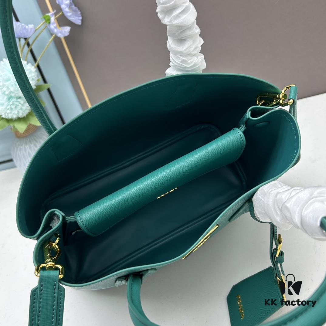 PRADA 2756# Original Full-Grain Crosshatch Calfskin Leather Bag, Exquisite Craftsmanship, Smooth Oil Edging, Soft and Durable, Classic Shopping Tote with Long Adjustable Strap