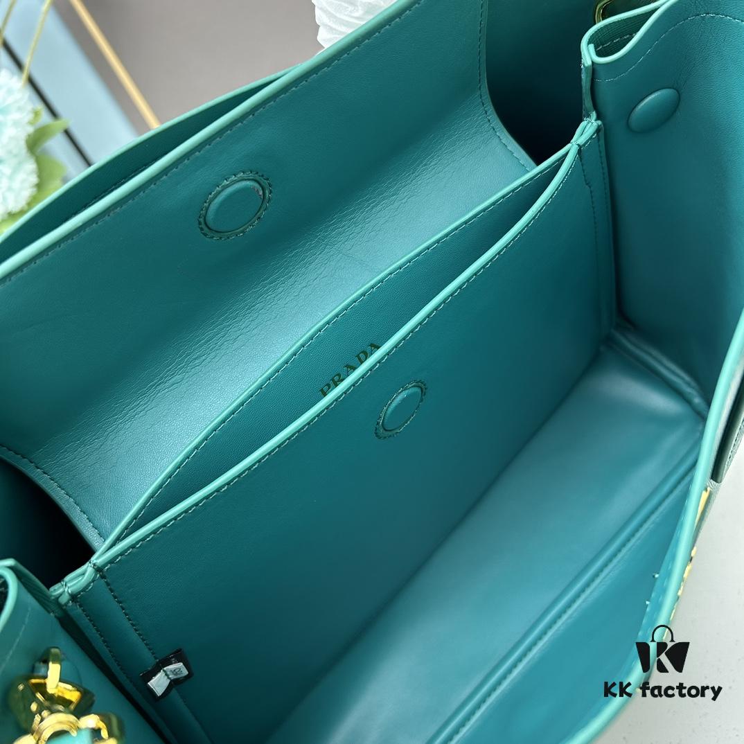 PRADA 2756# Original Full-Grain Crosshatch Calfskin Leather Bag, Exquisite Craftsmanship, Smooth Oil Edging, Soft and Durable, Classic Shopping Tote with Long Adjustable Strap