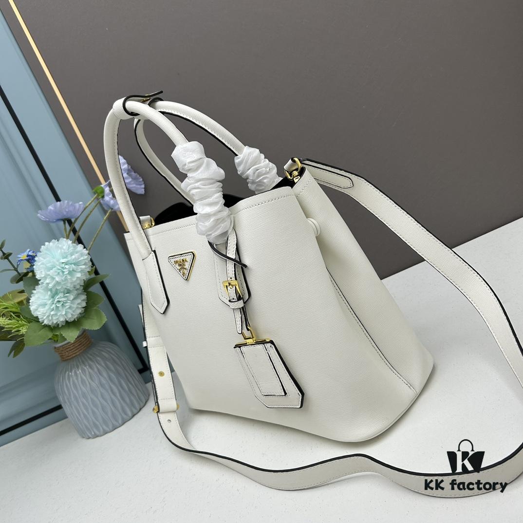 PRADA 2756# Original Top Layer Cross-Grain Calfskin, Exquisite Craftsmanship, Smooth Edging, Soft and High-Quality, Classic Shopping Tote with Long Shoulder Strap 34*26*16cm