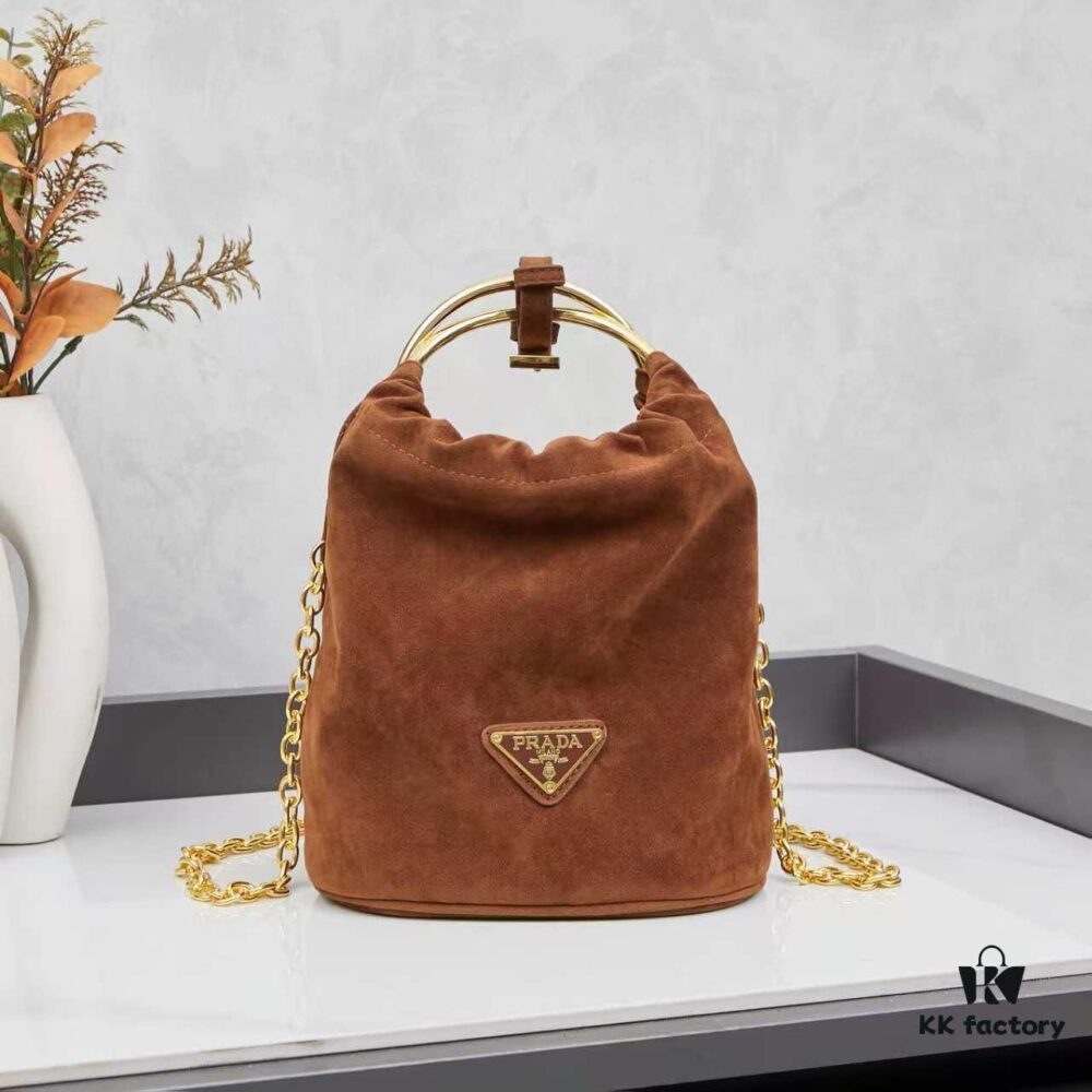 P Brand New Suede Bucket Bag with Box Packaging