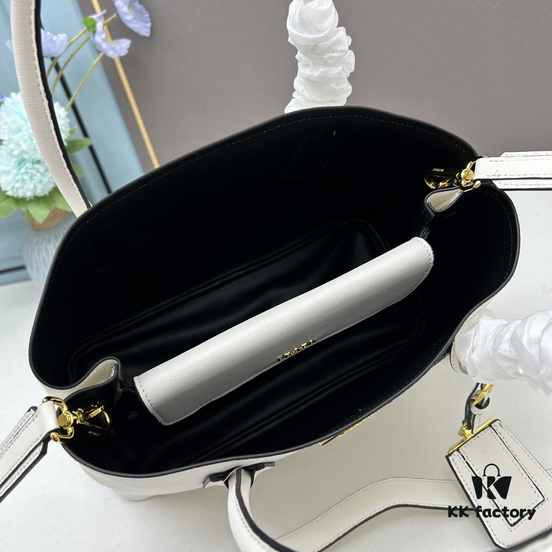 PRADA 2756# Original Top Layer Cross-Grain Calfskin, Exquisite Craftsmanship, Smooth Edging, Soft and High-Quality, Classic Shopping Tote with Long Shoulder Strap 34*26*16cm