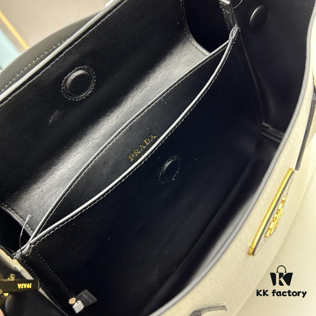 PRADA 2756# Original Top Layer Cross-Grain Calfskin, Exquisite Craftsmanship, Smooth Edging, Soft and High-Quality, Classic Shopping Tote with Long Shoulder Strap 34*26*16cm