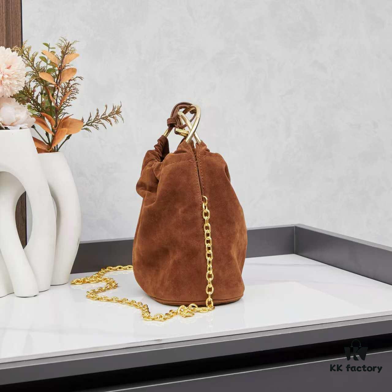 P Brand New Suede Bucket Bag with Box Packaging