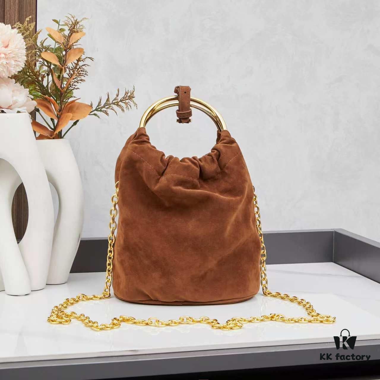 P Brand New Suede Bucket Bag with Box Packaging