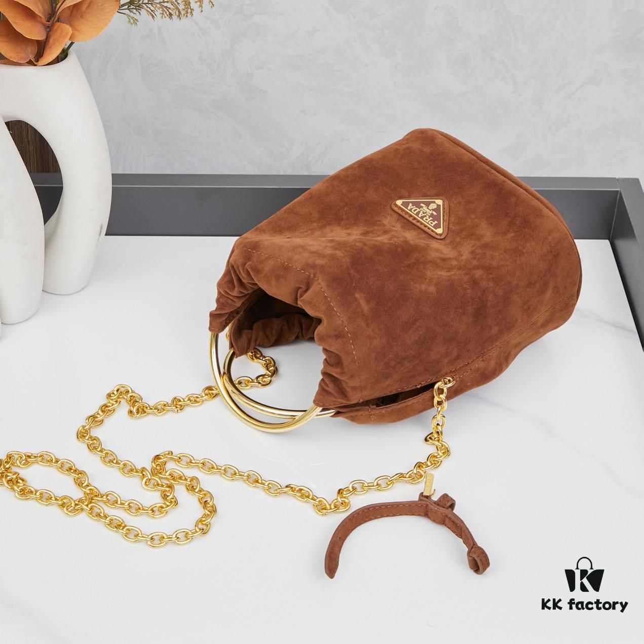 P Brand New Suede Bucket Bag with Box Packaging