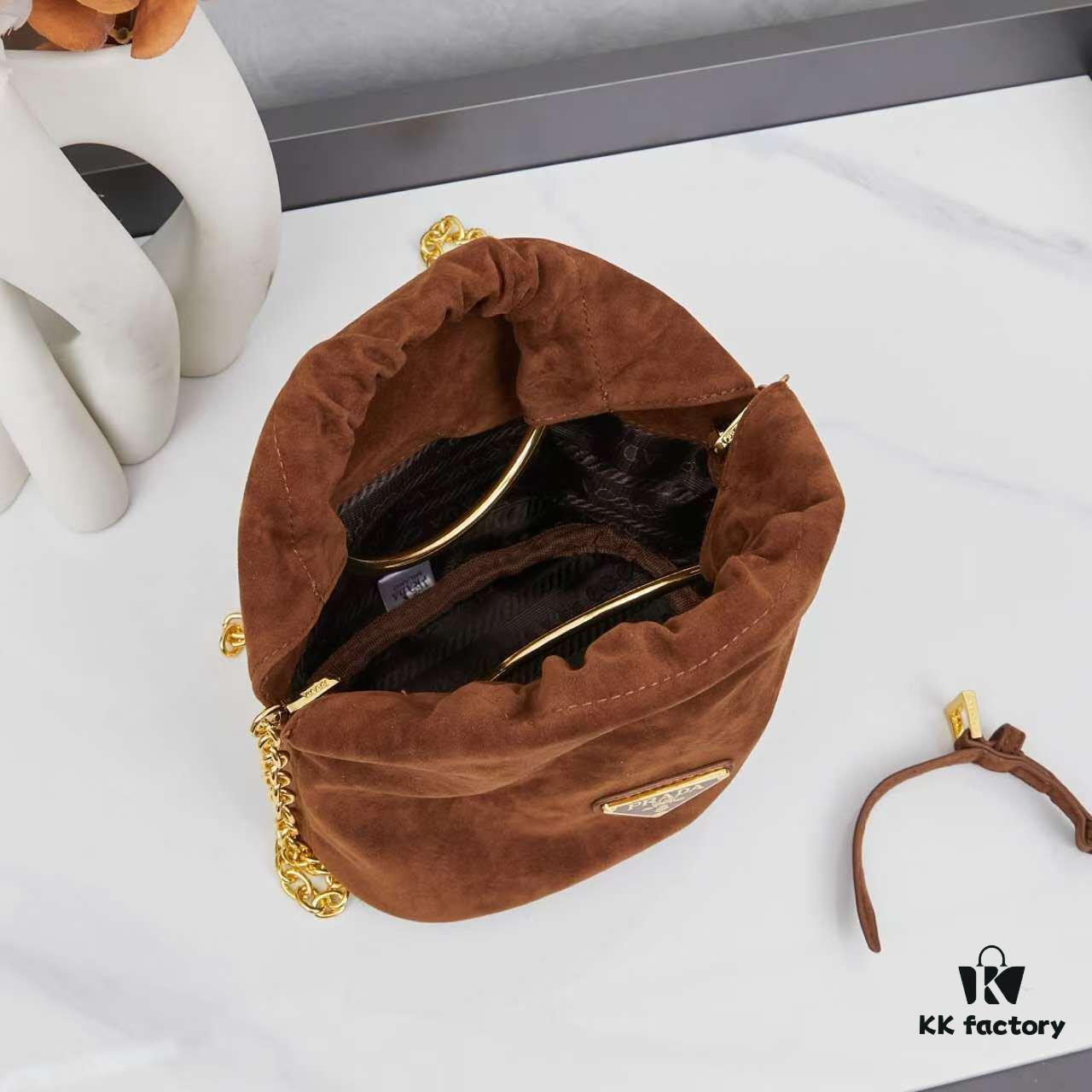 P Brand New Suede Bucket Bag with Box Packaging