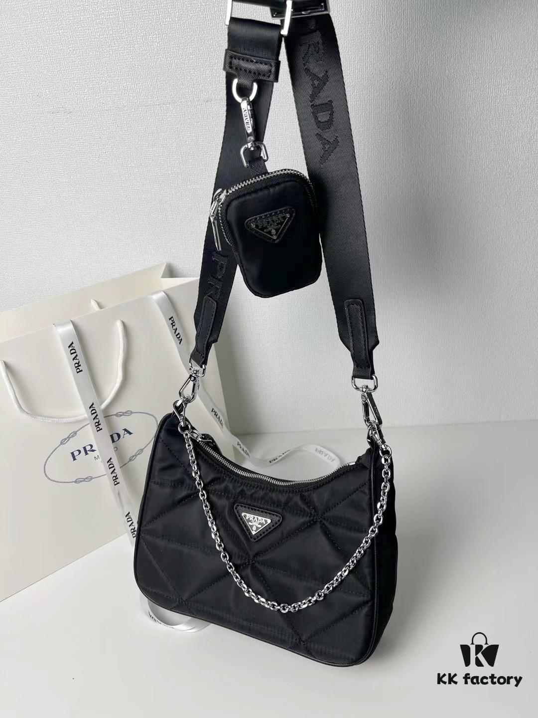 PRADA Imported Parachute Fabric with Leather Trim