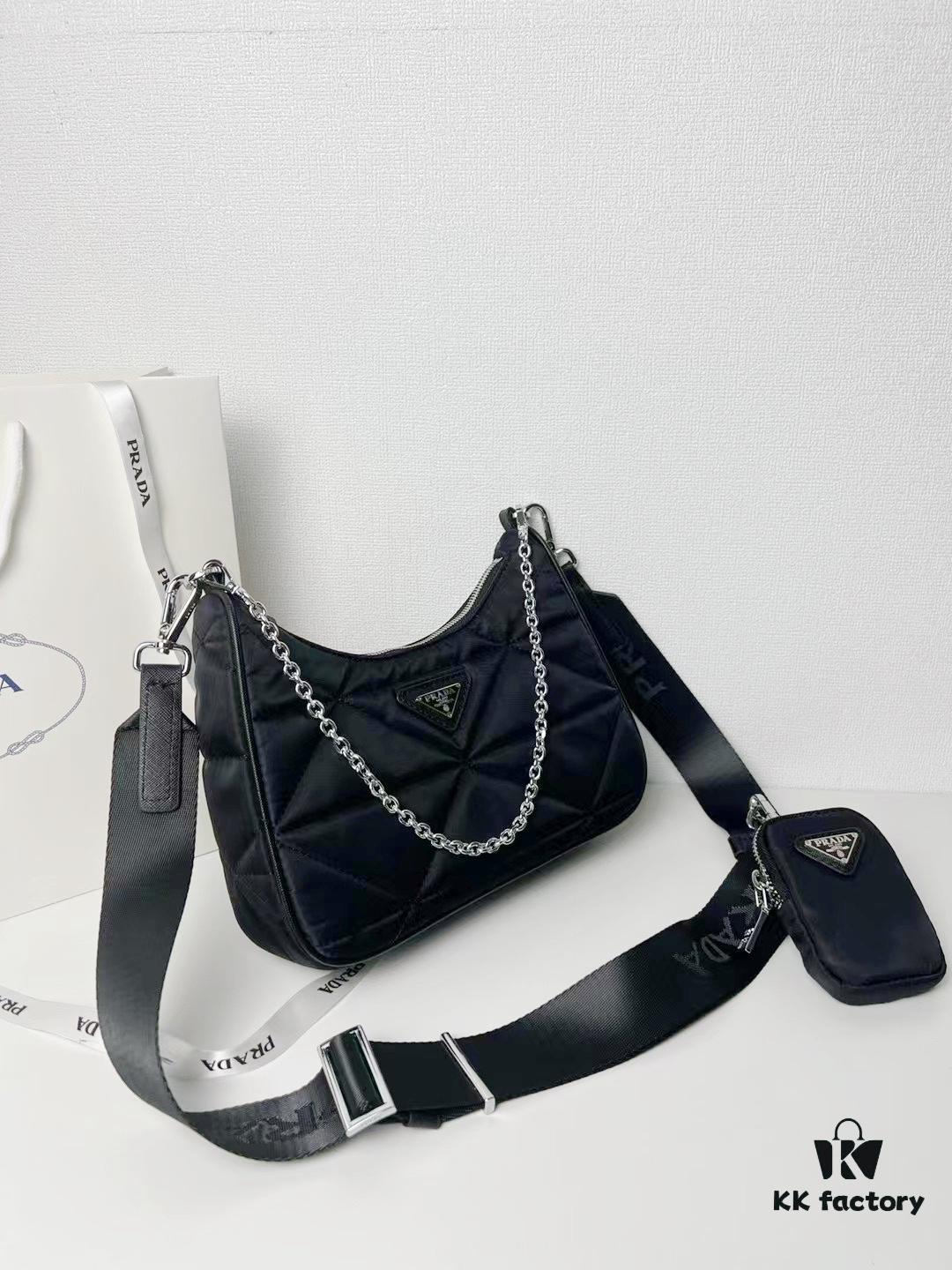 PRADA Imported Parachute Fabric with Leather Trim